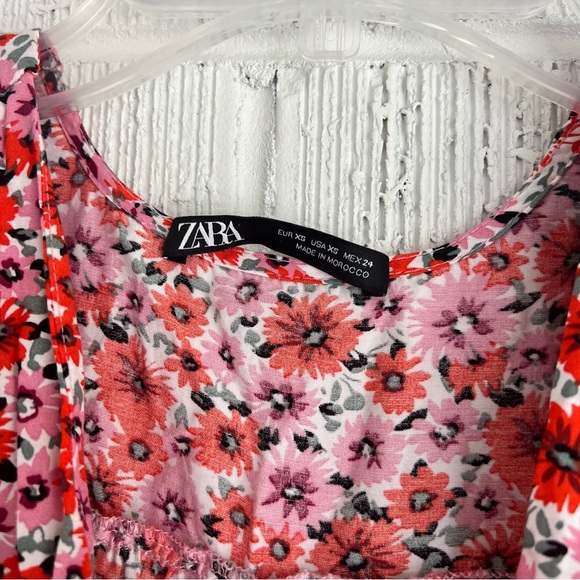 ZARA | Pink and Orange Mini Floral Dress - Picture 3 of 4